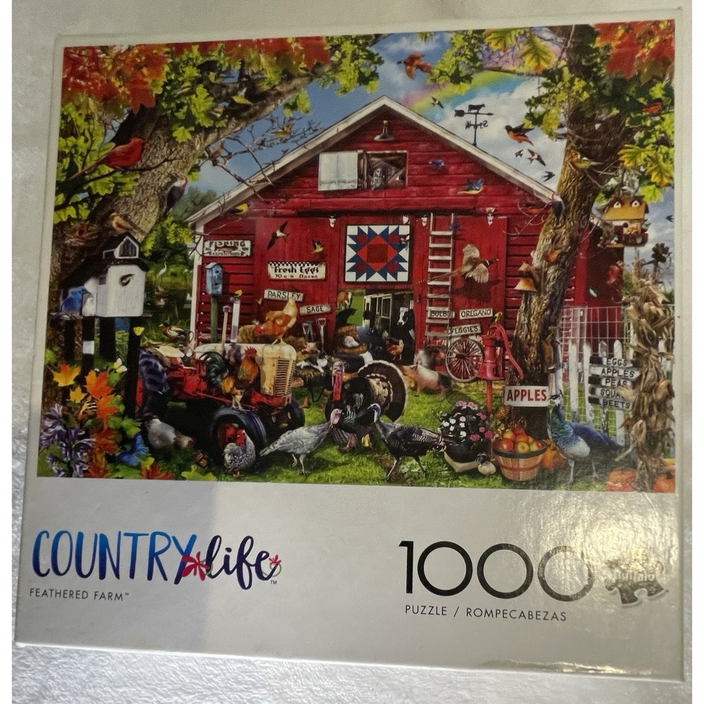 Buffalo Games Country Life Feathered Farm 1000 Pc Jigsaw Puzzle Turkeys & Birds